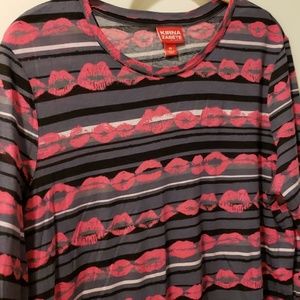 Kirna Zabete Long Sleeve Lip Print Tee